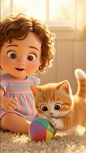 Cutest Baby & Cat Playtime 😭❤️ | Heart Melting Moments!#cute #cat #cartoon #baby
