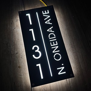 Illuminated House Sign Modern ,LED House Number, Vertical Address Plaque, Modern House Numbers, Horizontal Address Sign, Address Number - Etsy UK