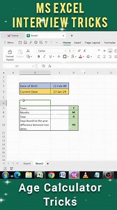4.9K views · 18 reactions | ✅ Excel Age Calculator . #fbreels #reelsvideo #trendingreels #reelsinstagram #exceltricks #virals #shortcuts #excelformulas #shorts | Harkesh Kumar | Facebook