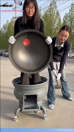 ​Ultimate Outdoor Cooking Setup! Heavy-Duty Mobile Wood Fire Stove with Chimney