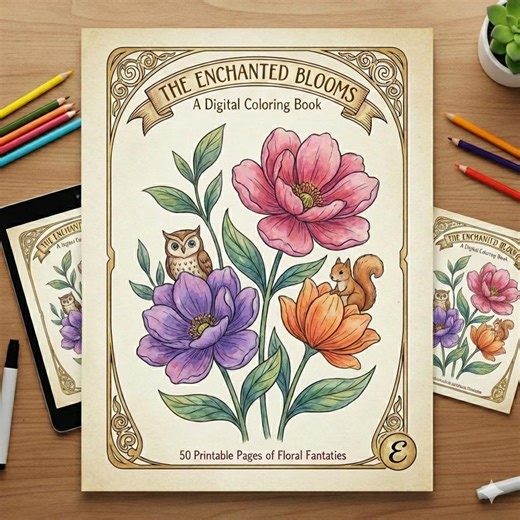 Flower Coloring Book | 50 Floral Designs, MRR PLR Rights (PDF Download) - Etsy