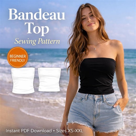 Bandeau Top Sewing Pattern | Bandeau Top With Built-in Bra | Strapless Crop Top Sewing Pattern | DIY Bandeau Top PDF - Etsy