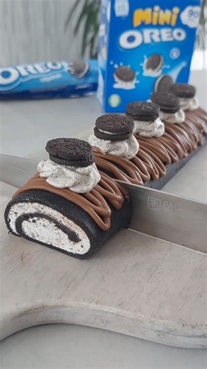 The most easy and delicious no bake oreo dessert!, All you need to do is crush finely 300g oreo cookies take out 2 tbsp( for cream) Add 70ml milk and mix with spatula until dough firms. Put baking paper, oreo dough, and one more baking paper sheet on top and roll it out until around half cm thick. for cream ,mix until smooth 270ml double cream, 1tbsp icing sugar and few drops of vanilla, mix until smooth, add 2 tbsp oreo biscuits and mix until combined, put cream on rolled oreo dough, spread it 