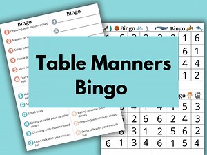 Printable Table Manners Game for Children | BINGO | Kids Dining Etiquette Game - Etsy