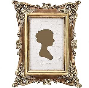 Sunlit Vintage Picture Frame 4x6 Inch, Luxury Antique Photo Frames with Glass Front, Photo Display, Tabletop Wall Hanging, Gift Ideas, Bronze Gold