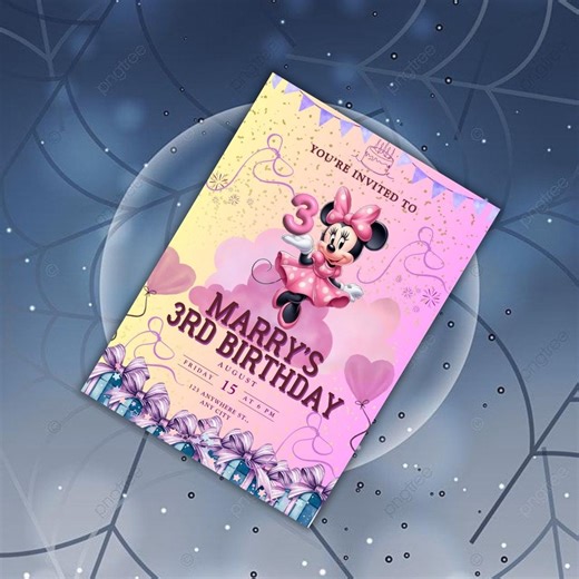 Minnie Mouse 3rd Birthday Invitation | Oh Three-dles Boho Party | Editable Canva Template - Etsy