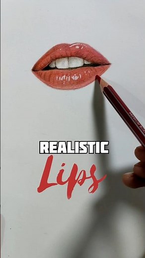 Realistic lips with colour pencils ✨♥️ || Glossy Lips Drawing Tutorial
