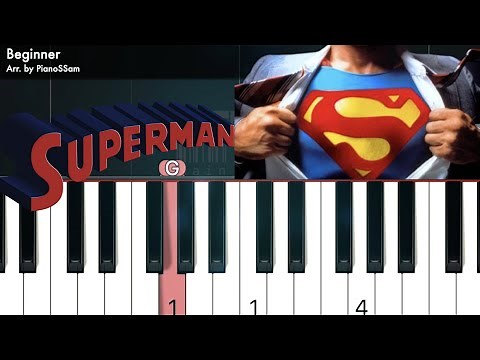 [Beginner] Theme from Superman - Superman | Piano Tutorial with Finger Numbers