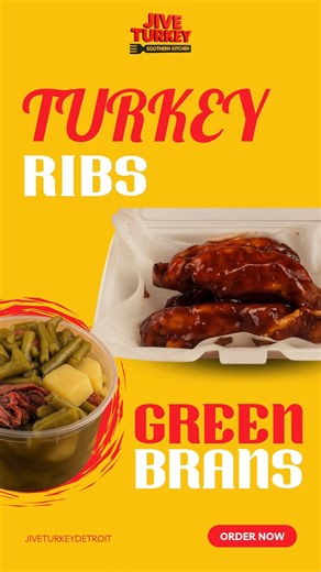 Turkey ribs done right and green beans cooked with that real Southern soul. A hearty combo that hits flavor, comfort, and satisfaction all in one plate! Dig into our signature Turkey Ribs tender, juicy, and seasoned to perfection paired with slow cooked Southern style green beans. This combo brings bold flavor and home cooked comfort in every bite. The kind of meal that makes you come back again and again. Order now and taste the Southern difference! #JiveTurkeyDetroit #TurkeyRibs #GreenBeans #S