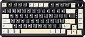 YUNZII B75 Mechanical Keyboard,75% Layout with Knob,Hot Swappable RGB Backlit Gasket Mounted, Creamy Typing, Double-Shot PBT Keycaps,Cherry Profile,for Win/Mac (Black, Blue Grey Tactile Switch)