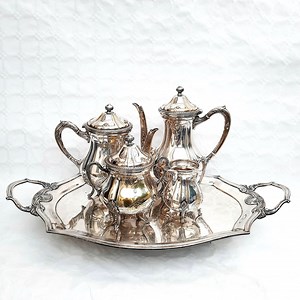 Vintage Silver Plated Brass Tea/coffee Set With Tray - Elegant Home and Gift Set - Etsy