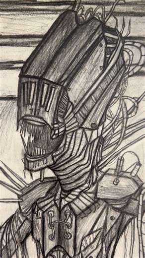 Another creature wip This one is a cybernetic priest (pt2) #sifi #art #horror