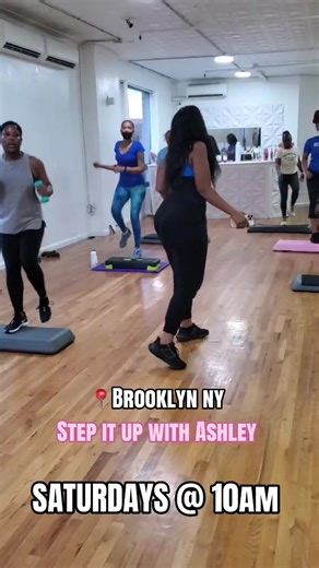 My class is held at Room43 Event Space 📍 4303 Church Ave, Brooklyn, NY 11232 💸 $10 with your own step board 👟 Step boards available to rent 📲 Text “STEP” to 646-525-0103 for the link or 🎟 Visit Eventbrite and search “Step It Up With Ashley” to purchase your ticke