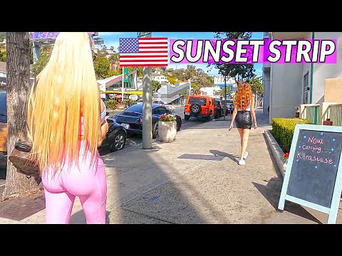Sunset Strip Walking Tour Los Angeles, California 【4K】 60fps