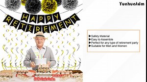 Retirement Party Decorations, Black and Gold Retirement Decorations with Happy Retirement Banner Retired Sash Paper Pom Pom Hanging Swirl, Retirement Party Supplies for Men and Women