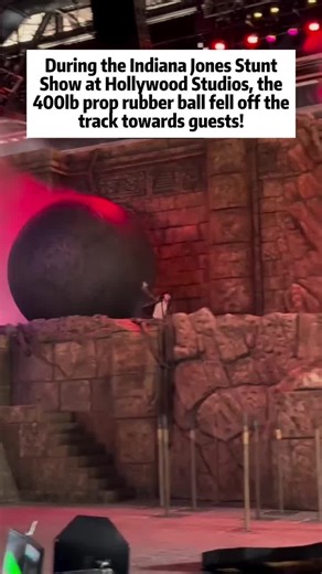 During the Indiana Jones Stunt Show at Hollywood Studios, the 400lb prop rubber ball fell off the track towards guests!#orlandoflorida #disneyworld #IndianaJonesshow #TrueCrime #News