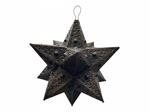 Handcrafted Mexican Tin Star With Glass Marbles 13 Nickel Colored Moravian Lighted Folk Art Hand-punched Metal Star - Etsy