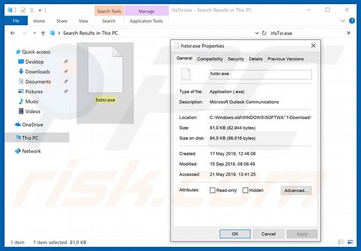 HxTsr.exe Virus