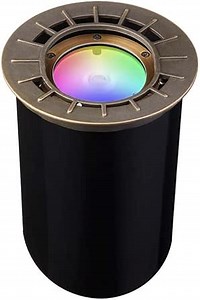 VOLT 12V Waterproof IP68 Color Changing RGBW LED Brass Well Light (Bronze) with Remote Control for Low Voltage Landscape Lighting of Outdoor Walkway, Garden, Shrubs, Columns or Trees