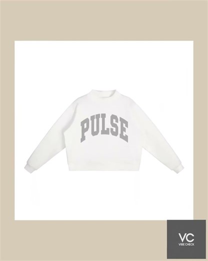 PULSE Mockneck Sweatshirt | Women's Oversized Collegiate Graphic Pullover | Crewneck | Grey Text