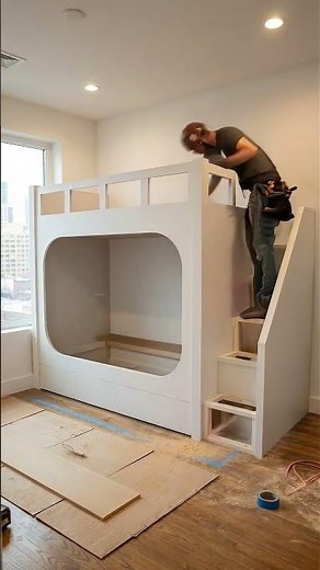 Ultimate Custom Bunk Bed Build! 🛠️✨ #DIY #homedecor #satisfyingvideo #backyard #diycrafts #diy
