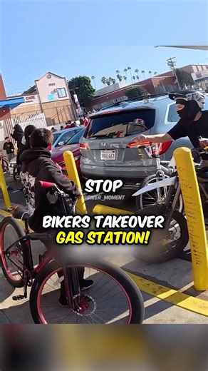 Bike Gang Takes Over Gas Station! 😳