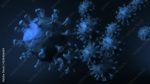 COVID-19 SARS-COV-2 novel coronavirus at the center of a worldwide outbreak. 3D CGI animation.