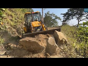 Rain Damaged Mountain Rutty Road Fixing with JCB Backhoe