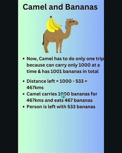 15.5 Camel and Bananas #puzzles #riddle #softwareengineer #camel #banana #interview #manager #cse