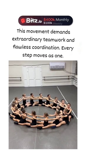 universal mems on Instagram: "The post shares an 18-second video of around 20 young female dancers in black leotards performing a mesmerising synchronised floor routine in a mirrored studio, fluidly linking limbs to create interlocking circles and spirals that emphasise collective precision. , whose bio focuses on viral internet highlights, the clip has amassed over 940,000 views and 3,300 likes since 13 December 2025, drawing enthusiastic replies in Indonesian and English lauding the "kompak" (