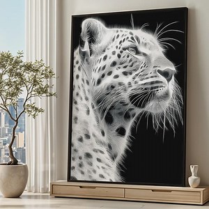 Black & White Panther Poster Art Print Wall Decor Majestic Elegance, Abstract - Etsy