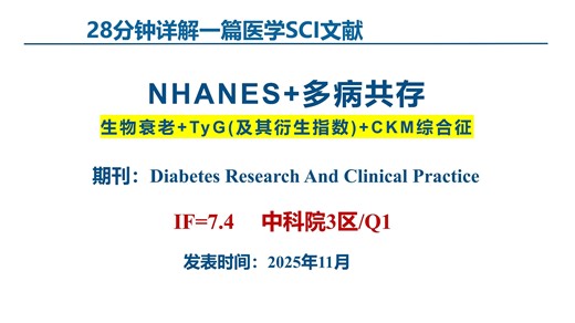 IF=7.4！NHANES公共数据发文新思路！赣南医学院团队揭示生物年龄驱动心血管-肾脏代谢共病的新机制