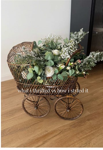 Thrifted Baby Carriage Styling Ideas for Baby Showers