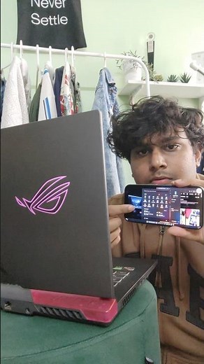Phone as secondary display for rog gaming laptop using glidex #rog #rogstrix #windows #asus #glidex