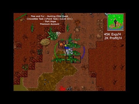 Tíbia Guide 2025(EK) Paw and Fur- Crocodiles Task Level 10+ Port Hope - Premium Account