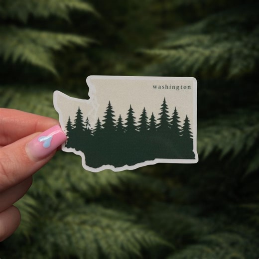 Washington State Silhouette Sticker | PNW Evergreen Forest Vinyl Decal for Laptop & Water Bottle | Pacific Northwest Gift - Etsy