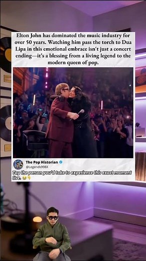 The Torch Has Been Passed 🥺#EltonJohn #DuaLipa #PopCulture #Legends #LiveMusic #EmotionalMoment