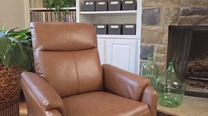 Swivel Rocking Recliner Glider Chair, Leather Nursery Reclining Rocker Chair with Footrest, Ergonomic Backrest, Wide Seat Cushion and Metal Base-Cocoa