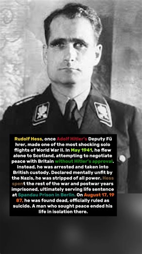 The Hitler Deputy Who Tried to End WW2 Alone | Rudolf Hess Story