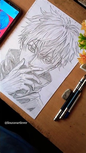 Gojo Saturo Drawing 🔥 Jujutsu Kaisen Anime Drawing✍️#shorts #gojosatoru #jujutsukaisen #anime