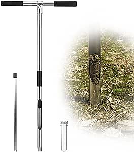 Soil Sample Probe - 30 inch Soil Test Kit with Ejector Long Handle - Stainless Steel Soil Core Sampler Test Probe Rod Tool with Test Tube for Lawn Care