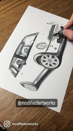 Process of drawing a Mini Cooper S! | Modifiedartworks