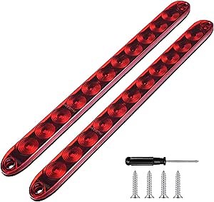 2pcs 12V 16" 11 LED Red Trailer Lights Bar Truck Tail Stop Side Marker Identification Running Light Bar Rear Lamp High Mount Third Brake Light IP67 Waterproof Fit for Utility Trailer Truck