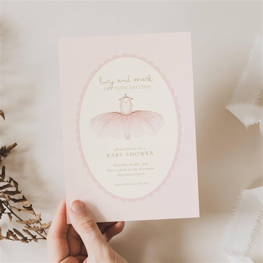 Tutu Excited Baby Shower Invite: Ballerina, Ballet, Pink Tutu (editable Template) - Etsy