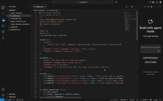 #codsoft #internship #ai #chatbot #python #nlp | Sai Nandha Jinnuri