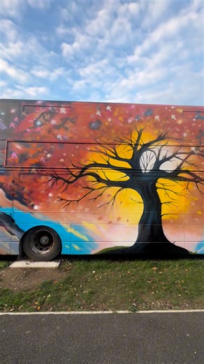 Complete bus wrap painted at Treetop School, brightening up a bus for the kids of the school. With an Alice in Wonderland and life tree theme. Cheers to @grayersgraphics for using me #aliceinwonderland #busmural | Gnasher Murals