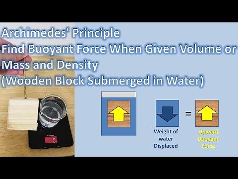 Wooden Block Fully Submerged in Water (Find Buoyant Force When Given Volume or Mass and Density)