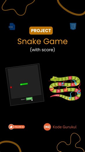 Kode Gurukul | Web Development | HTML | JavaScript | CSS | 🔥Cool Snake game using HTML, CS and JavaScript. 💡This game has the capability to RESTART, SHOW LIVE SCORES and START AGAIN. 💡Made using... | Instagram