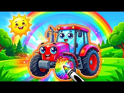 Tractor Coloring for Kids 🚜 Learn Colors with Magic Farm Vehicles | Fun Drawing Video
