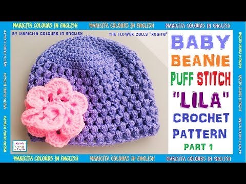 Baby Beanie with Puff Stitch "Lila" (1) by Maricita Colours in English
